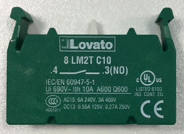 ELMAG élément de contact NO - LOVATO, 8LM2T C10 - 10A, 9503374