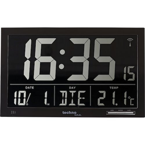 Horloge murale radio Technoline DCF-77 avec possibilité de réglage manuel, dimensions (LxHxP): 368 x 228 x 29 mm, WS 8007