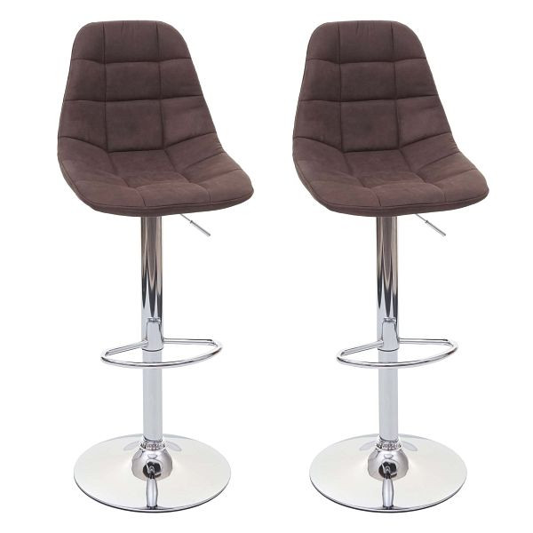 Ensemble de 2 tabourets de bar Mendler HWC-A67, tabouret de comptoir de tabouret de bar, marron foncé vintage, textile, 74295