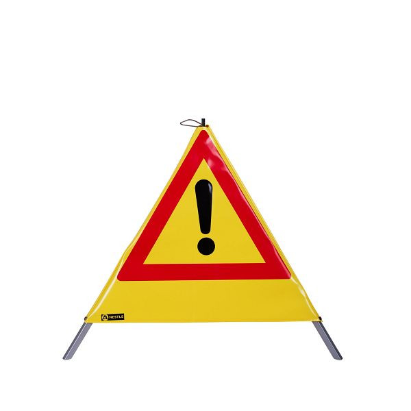 Pyramide d'avertissement NESTLE 70cm WAPY 70G, cadre lourd avec mécanisme à ressort, feuille jaune, point d'exclamation VZ101, 19001001