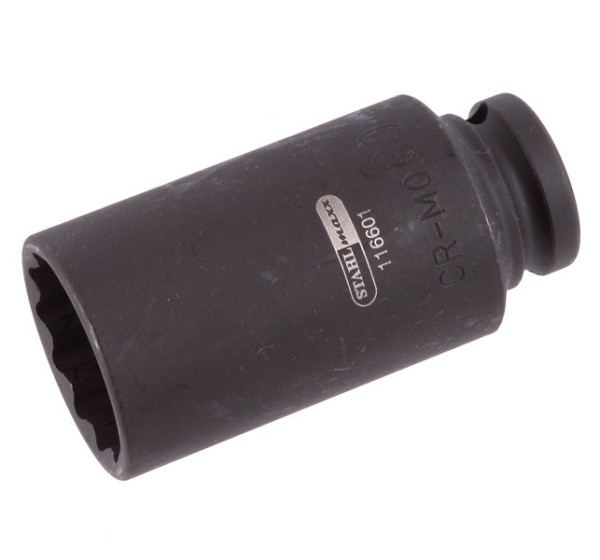 Insert pour clé à douille à chocs Stahlmaxx, 30 mm, 12 pans, 1/2", XXL-116601