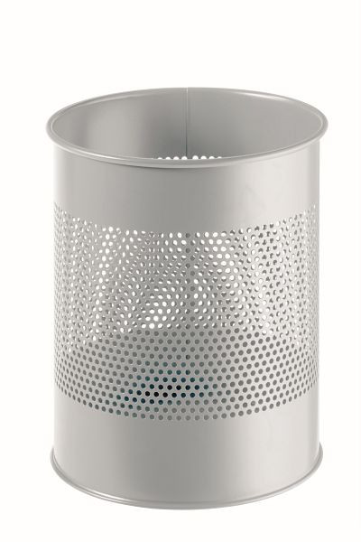 Corbeille à papier en métal DURABLE ronde 15, perforée, 165mm, gris, 331010