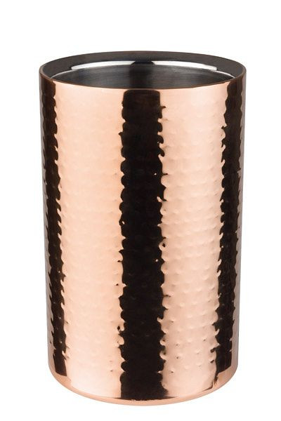 Refroidisseur de bouteilles APS -CUIVRE-, Ø extérieur 12 cm, hauteur : 20 cm, acier inoxydable, extérieur aspect cuivre et martelé, Ø intérieur 10 cm, double paroi, 36074