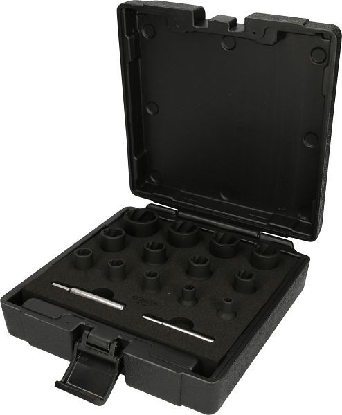 KS Tools Jeu de douilles à chocs à profil spiralé 1/4"+1/2", 15 pièces, 913.1460