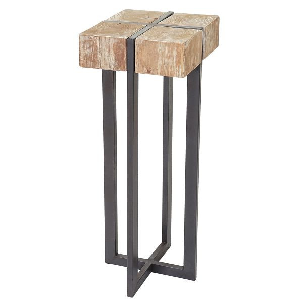 Mendler table à fleurs HWC-A15, support à fleurs colonne de fleurs, bois de sapin massif rustique 100x32x32cm, 56901