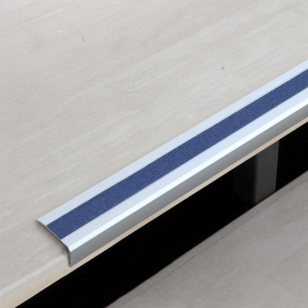 Pantalon de farine profilé de bord d'escalier antidérapant en aluminium avec revêtement antidérapant m2, Easy Clean bleu 53x800x31mm, ATM3BF3