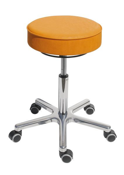 Lotz Bewegtes Sitzen, similicuir, jaune maïs, mécanisme d'assise, réglage de la hauteur d'assise 485 - 645 mm, piètement en aluminium, roulettes, 3868.1-05