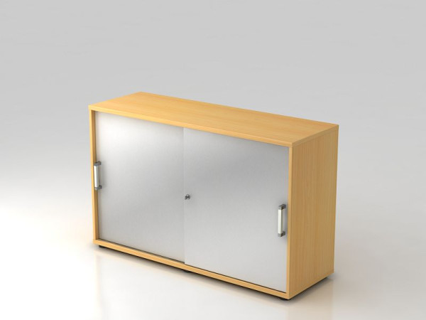 Hammerbacher armoire à portes coulissantes 2OH 120cm poignée chromée hêtre/argent, 120x40x74,8 cm (LxPxH), V1752S/6/S/CE