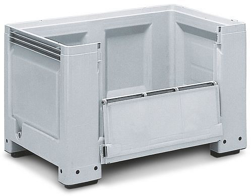 Caisse-palette DENIOS PB 10-FK en plastique, avec 4 pieds et rabat frontal, 670 litres, 117-886