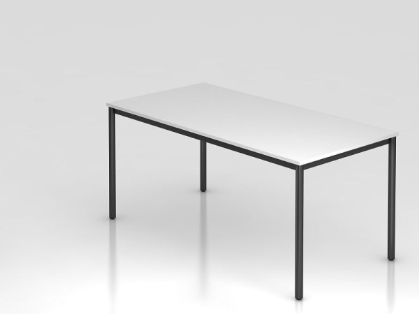 Table de réunion Hammerbacher base ronde 160x80 blanc/noir, forme rectangulaire, VDR16/W/D