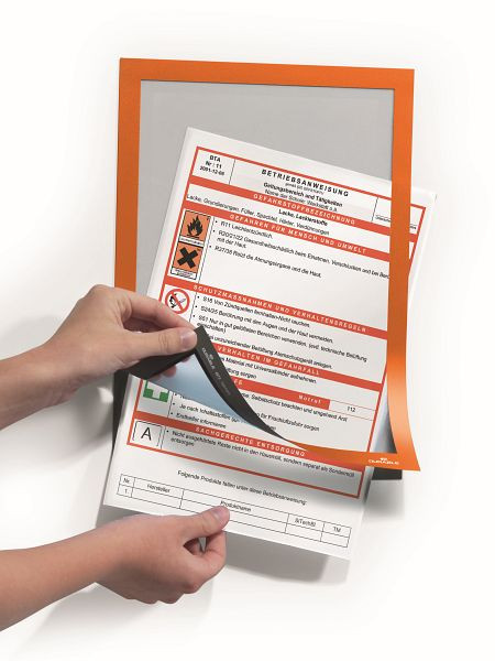 DURABLE DURAFRAME A4 grand emballage, cadre d'information, orange, paquet de 10, 488209