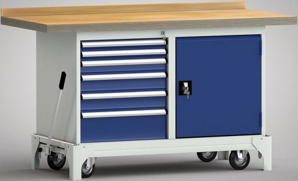 Etabli professionnel mobile KLW - 1500 x 700 x 866 mm L x l x H, WS782N-1500M40-E0012