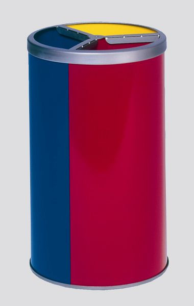 Station de recyclage VAR 3 volets, sans toit, jaune, bleu, rouge, 3660