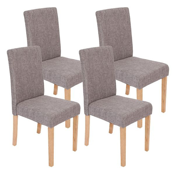 Ensemble de 4 chaises de salle à manger Mendler, chaises de cuisine, Littau, textile, gris, pieds légers, 28644