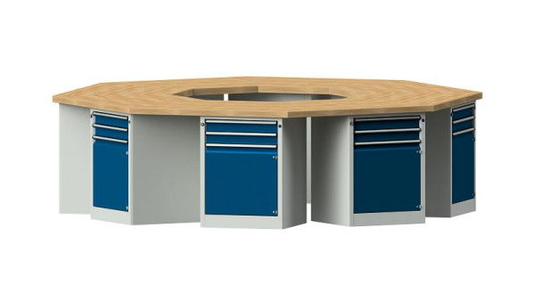 Établis ANKE Établi de groupe, modèle 802 VG, 3266 x 3018 x 900 mm, RAL 7035/5010, BMP 50 mm, 440.704