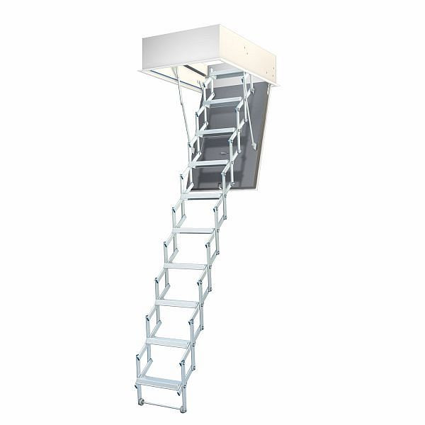 Escalier à ciseaux Wellhöfer Liliput avec protection thermique WS3D, ouverture au plafond 90 x 60 cm, hauteur libre 211 - 237 cm, 221000112