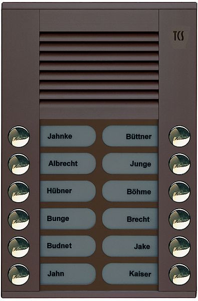 TCS audio platine de rue série PES 12 boutons de sonnette (alignés à droite/gauche), AP bronze, PES12-EB/04