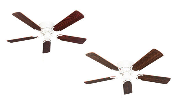Ventilateur de Plafond Extra Plat Pepeo Kisa Deluxe Pales Blanches Palissandre / Noyer, 105120192OL