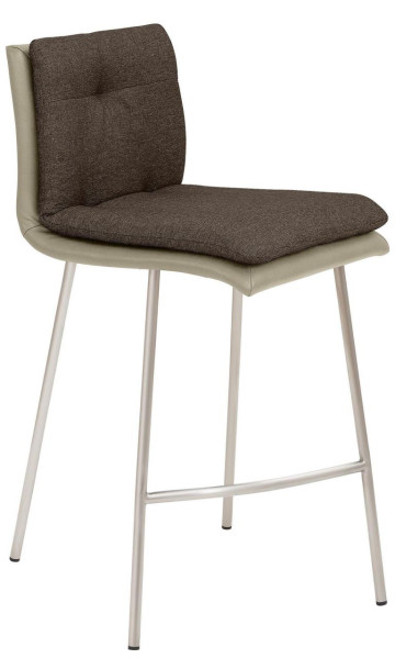 Tabouret de comptoir Mayer Sitzmöbel , structure à 4 pieds en acier inoxydable brossé, avec coussin intérieur supplémentaire, hauteur d'assise 67 cm, taupe/marron chocolat, 1231_V4_126