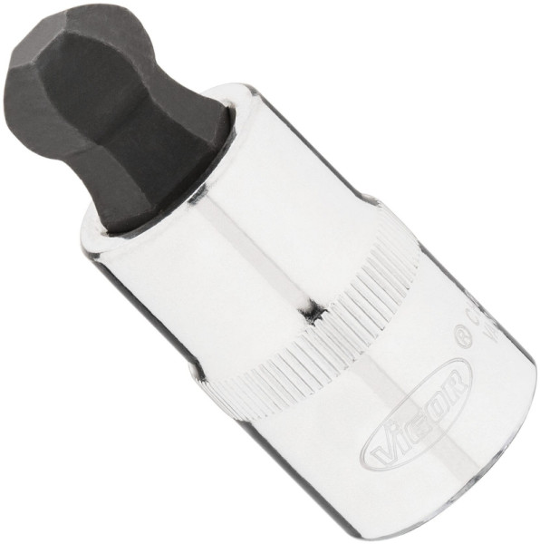 Embout de tournevis à six pans creux VIGOR, carré creux 12,5 mm, profil à six pans creux, 14 mm, angle de pivotement : 15-20°, longueur : 55 mm, V7055-H14