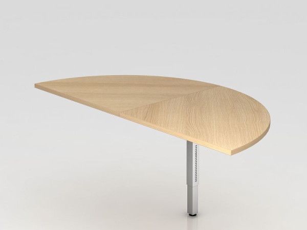 Hammerbacher table d'extension 2x quart de cercle/argent pied de support carré chêne/argent, demi-cercle pour fixation sur un bureau, VRA160/E/S