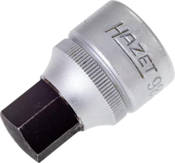 Douille tournevis Hazet, carré creux 12,5 mm, profil six pans creux, 14 mm, extra court avec moletage, 985-14