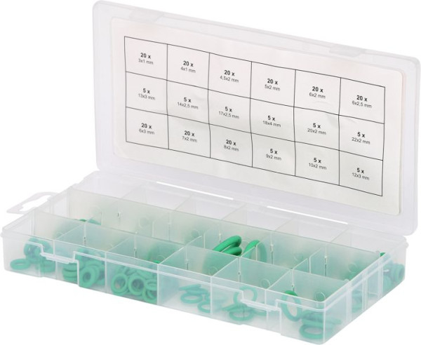 Gamme KS Tools de joints toriques, HNBR, diamètre intérieur 3-22 mm, 225 pièces, 970.0260