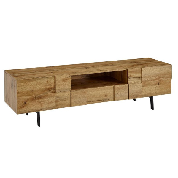 Wohnling lowboard bois décor chêne 160x46x43 cm Commode TV avec deux portes, meuble TV design haut, table TV meuble TV moderne, WL6.581