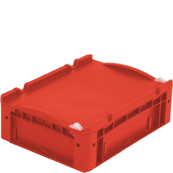 BITO Euro bac gerbable XL couvercle/patte /XL 43121ASDV 400x300x120 rouge, fermeture couvercle, C0292-0109