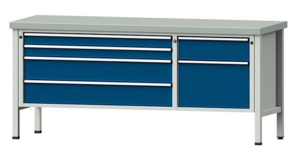 Établis ANKE Établi en caisson, modèle 286 V, 2000 x 700 x 900 mm, RAL 7035/5010, ZBP 50 mm, 304.611