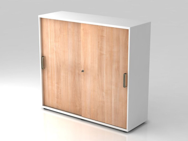 Hammerbacher armoire à portes coulissantes 3OH 120cm poignée en bandeau blanc/noyer, 120x40x110 cm (LxPxH), V1753S/W/N/SG