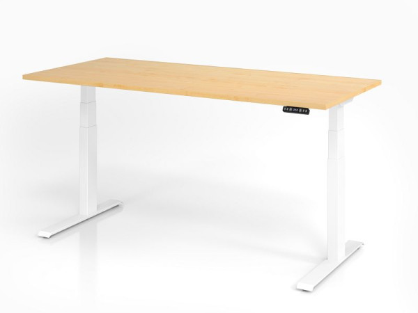 Bureau Hammerbacher XDKB19, 180 x 80 cm, plateau : érable, épaisseur 25 mm, chant épais en ABS, forme rectangulaire, blanc, VXDKB19/3/W