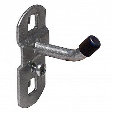 Porte-outil ADB avec extrémité de crochet inclinée, adapté aux trous Euro (10x10mm / 38x38mm), Ø : 6mm, couleur : aluminium, RAL 9006, 50mm, 23114
