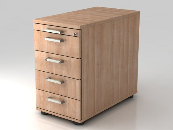Conteneur sur pied Hammerbacher 80cm, 4 tiroirs, serrure poignée chromée noyer, 42,8x72-76x80 cm, 1/3/3/3/3 HE, VSC50/N/N/CE