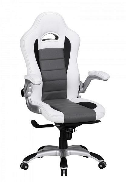 Amstyle Housse de chaise de bureau Racing en simili cuir blanc, SPM1.238