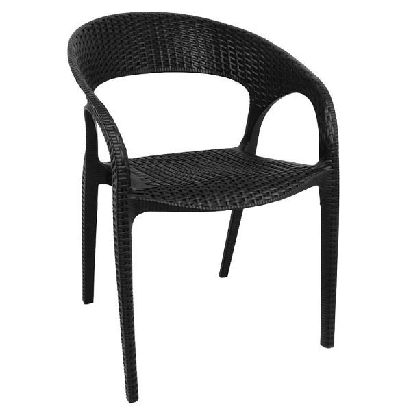 Chaises en rotin Bolero avec accoudoirs noirs, UE: 4 pièces, GR363
