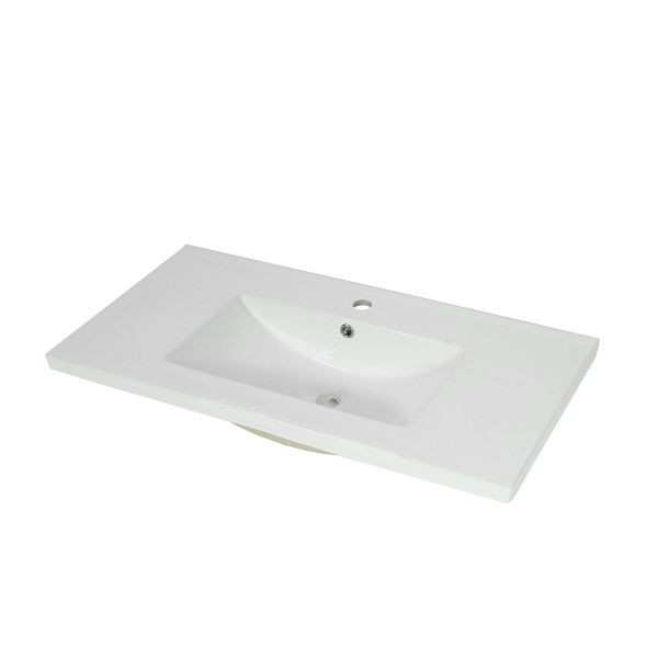 Lavabo Mendler HWC-D16, lavabo lavabo meuble lavabo salle de bain salle de bain, carré céramique blanc, bord 92cm 30mm, 62244