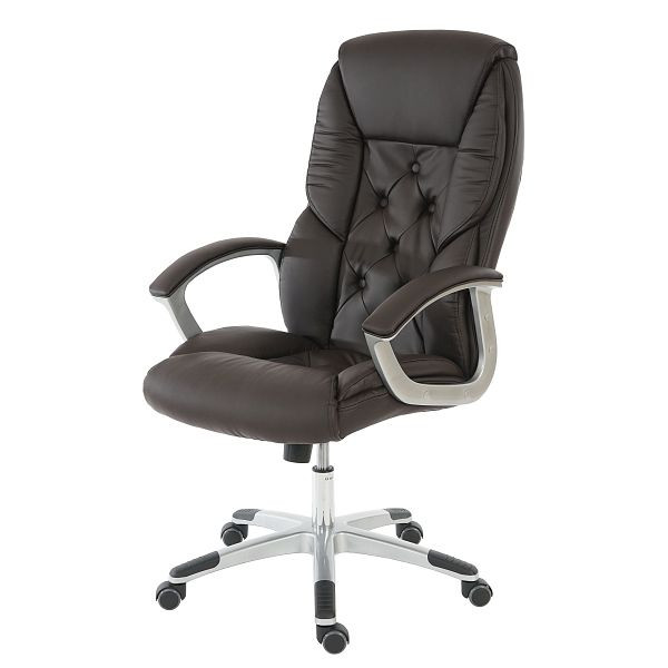 Chaise de bureau professionnelle Mendler L42 XXL, chaise pivotante de direction, capacité de charge 150 kg cuir artificiel, marron, 59137