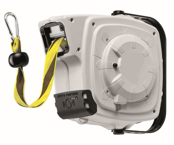 Enrouleur de ruban Ebinger BA 280, rappel par ressort, verrouillage, support mural pivotant à 180°, frein de retour, montage possible dans n'importe quelle position, 1.990.237