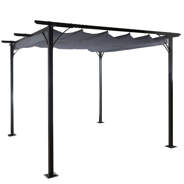 Mendler Pergola HWC-C42, pavillon de jardin, cadre stable 6cm + toit coulissant, 3x3m gris, 49978