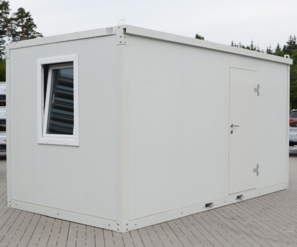 LagerContainerXXL 5m Conteneur de bureau isotherme avec pattes de grue et guide de chariot élévateur (livraison montée), gris-blanc RAL 9003, A8303