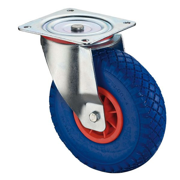 Rouleau de transport BS rollers, largeur de roue 85 mm, Ø roue 260 mm, capacité de charge 160 kg, pneus polyuréthane bleus, corps de roue en plastique rouge, roulement à rouleaux, L400.D16.260