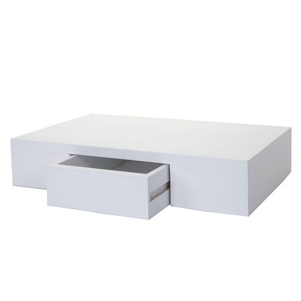Étagère murale Mendler Oise, étagère suspendue avec tiroir, 40cm, blanc, 60982