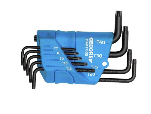 Jeu de tournevis coudés GEDORE dans support 9 pièces TX T7-T40, 1531417