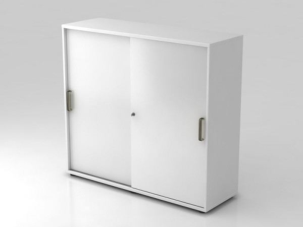 Armoire à portes coulissantes Hammerbacher 3OH 120cm poignée rayée blanc/blanc, 120x40x110 cm (LxPxH), V1753S/W/W/SG
