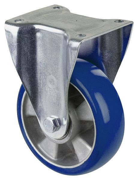 Roulette fixe pour charges lourdes BS Wheels, roue en polyuréthane 83 Shore, jante en aluminium, roulement à billes, platine, diamètre : 160 mm, N110.B92.160