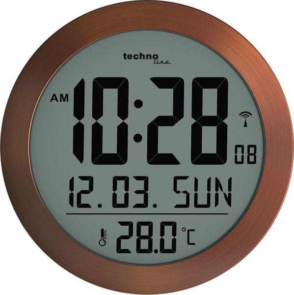 Horloge murale radio Technoline DCF-77 avec possibilité de réglage manuel, dimensions : Ø 210 mm, WS 8038