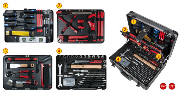 KS Tools Mallette à outils de plomberie 1/4"+1/2", 95 pièces, 911.0695