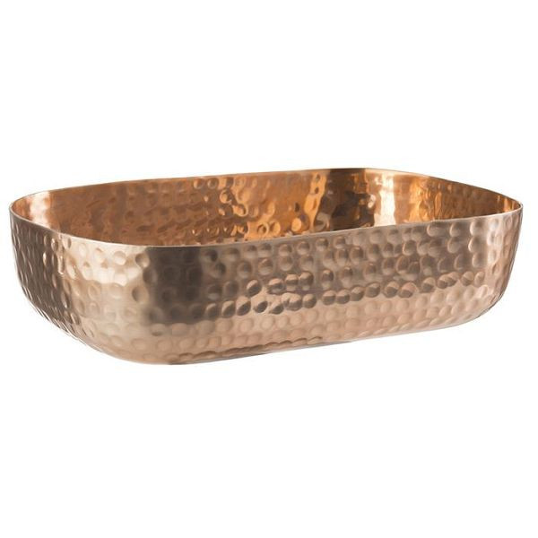 Bol APS, 23 x 15,5 cm, hauteur : 6 cm, aluminium, aspect cuivre, surface martelée, 1,4 litre, 40694