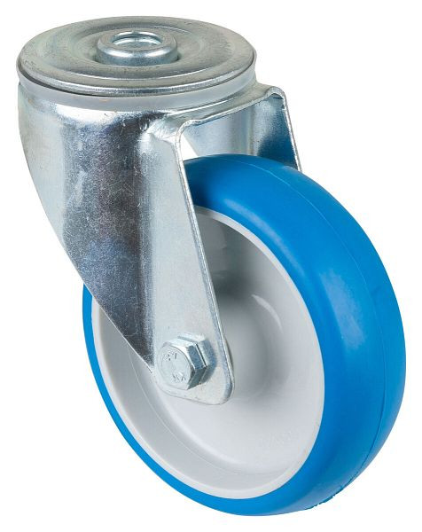 Rouleau de transport BS rollers, largeur 30 mm, Ø100 mm, jusqu'à 125 kg, bande de roulement polyuréthane bleu, corps de roue en plastique, roulement à rouleaux, pack : 2 pièces, L101.B36.100